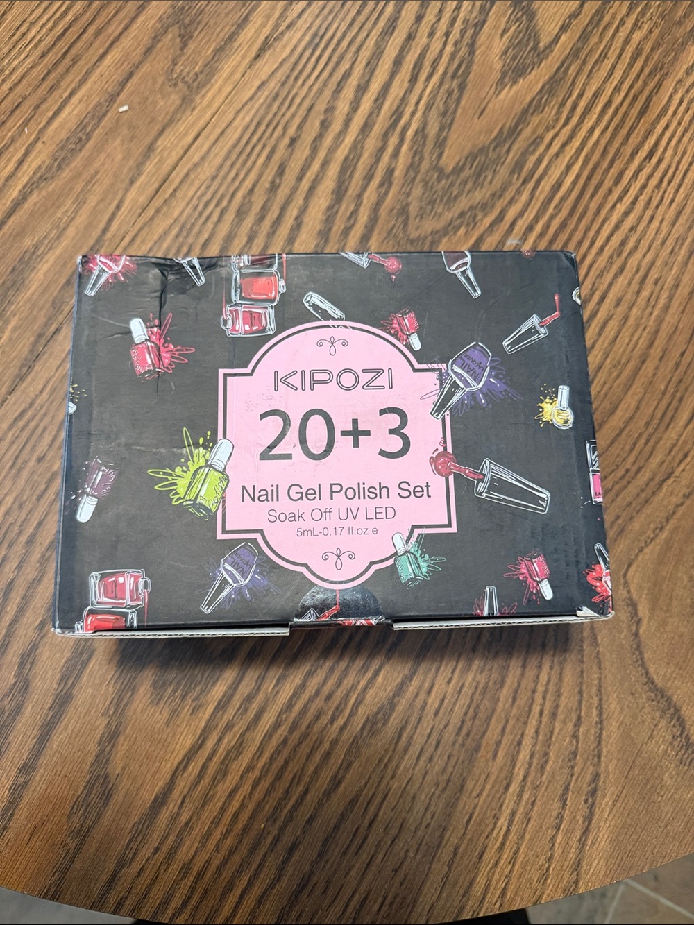 Kipozi 20+3 Nail Gel Polish Set - Black & Pink Packaging